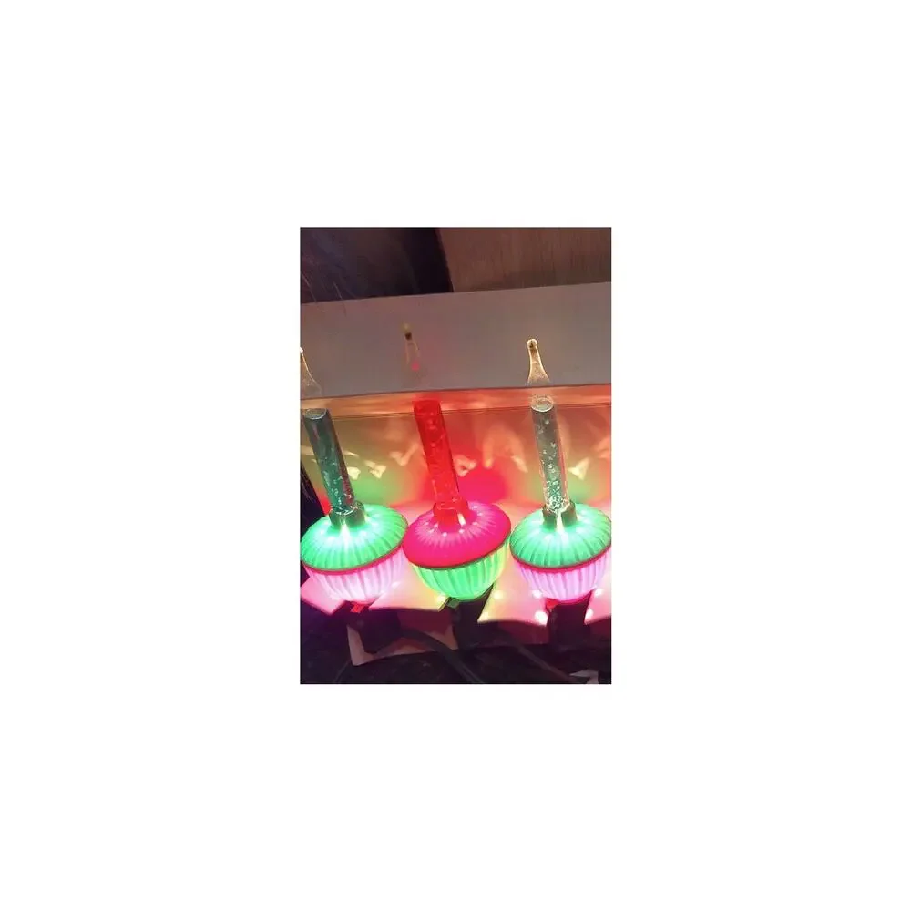 Vintage GEM 7 Light Bubble Set Christmas Holidays Red Green READ AS IS